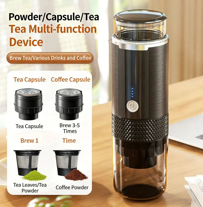Portable Handheld Coffee Maker, compatible with K Cup Capsules and Ground Coffee, Manually Operated for Camping Travel Wholesale Hub