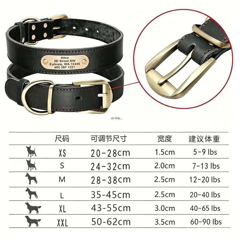 Premium Genuine Leather Dog Collar/Durable Real Leather Adjustable Collars For Male Female(L,Black) Wholesale Hub