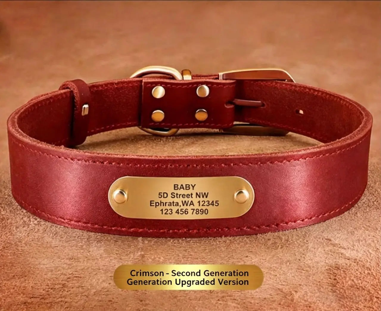 Premium Genuine Leather Dog Collar/Durable Real Leather Adjustable Collars For Male Female(M,Red) Wholesale Hub