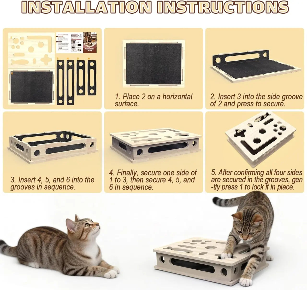 Multi-Functional Cat Claw Care Enrichment Box | Durable Wood Scratcher & Interactive Puzzle for Feline Wellness Wholesale Hub