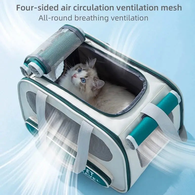 Pet Travel Bag Soft Sided Mesh Carrier Breathable Collapsible, Green Wholesale Hub