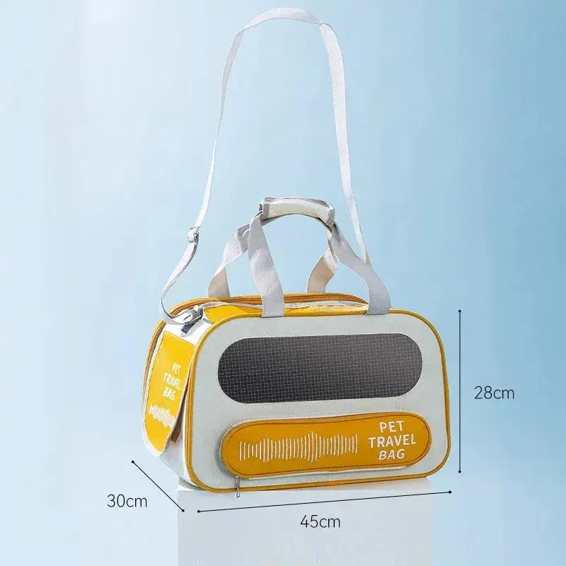 Pet Travel Bag Soft Sided Mesh Carrier Breathable Collapsible, Yellow Wholesale Hub