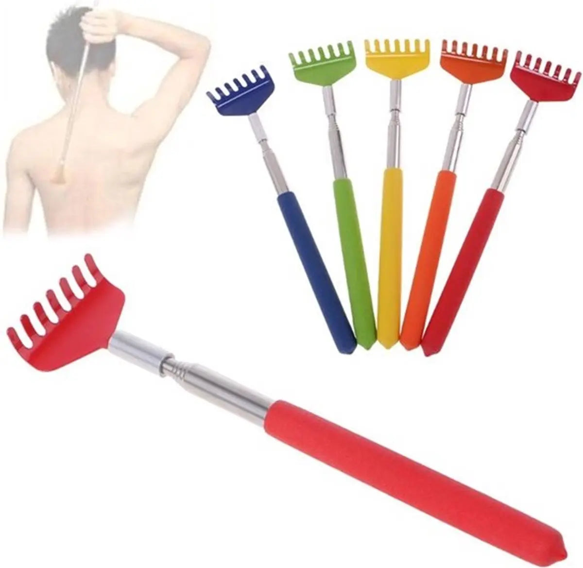 2x Extendable Back Scratcher | Adjustable Back Scratcher | Massage Scratcher | Telescopic Back Scratcher | Up to 56 CM | Stainless Steel | Blue Wholesale Hub