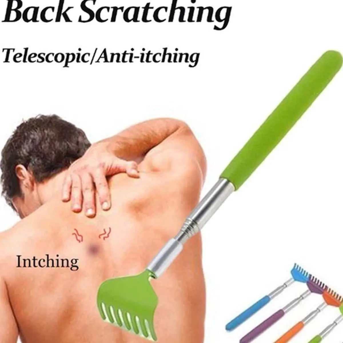2x Extendable Back Scratcher | Adjustable Back Scratcher | Massage Scratcher | Telescopic Back Scratcher | Up to 56 CM | Stainless Steel | Blue Wholesale Hub