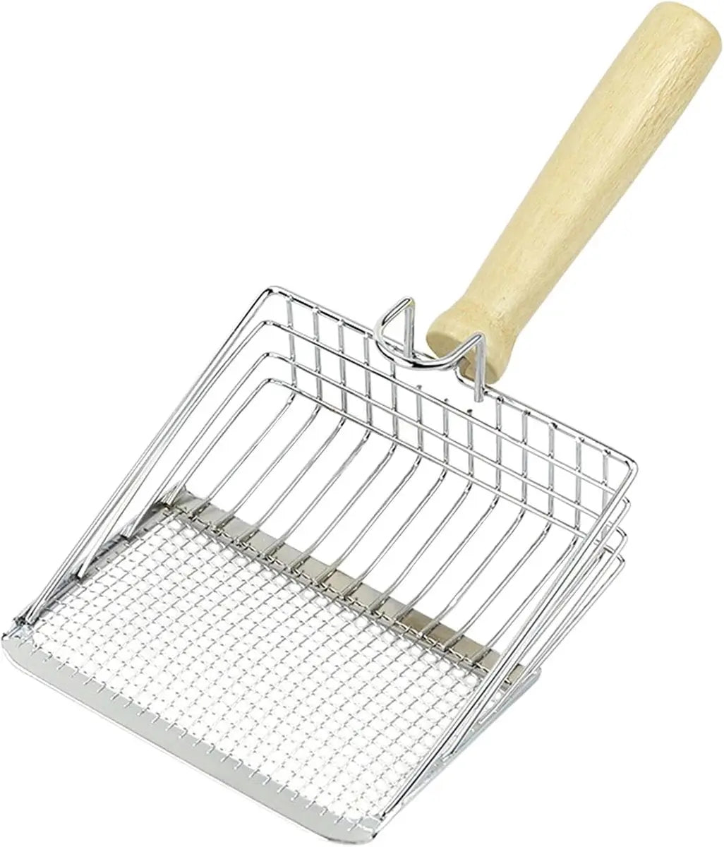 Stainless Steel Cat Litter Scoop with Wooden Handle - Two-in-One Function - Standard Included Wholesale Hub