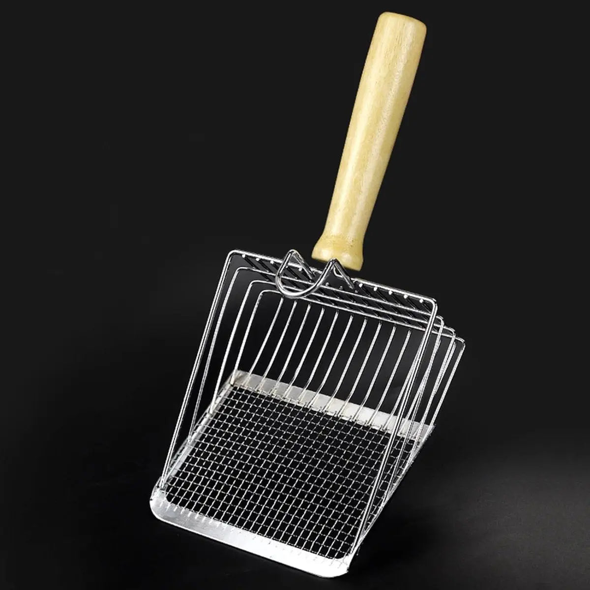 Stainless Steel Cat Litter Scoop with Wooden Handle - Two-in-One Function - Standard Included Wholesale Hub
