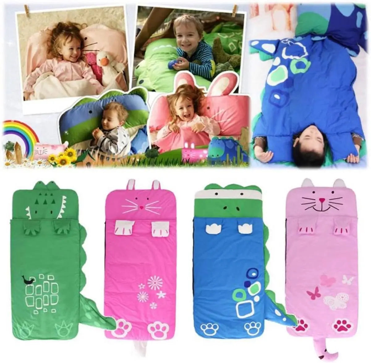 Children's Sleeping Bag 160x60cm – Cartoons, soft warm, blue Wholesale Hub