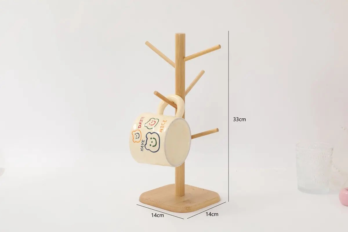 Bamboo Coffee Cup Tree - 6 Hooks - Space-saving - Stable - For Kitchen Table or Coffee Bar Wholesale Hub