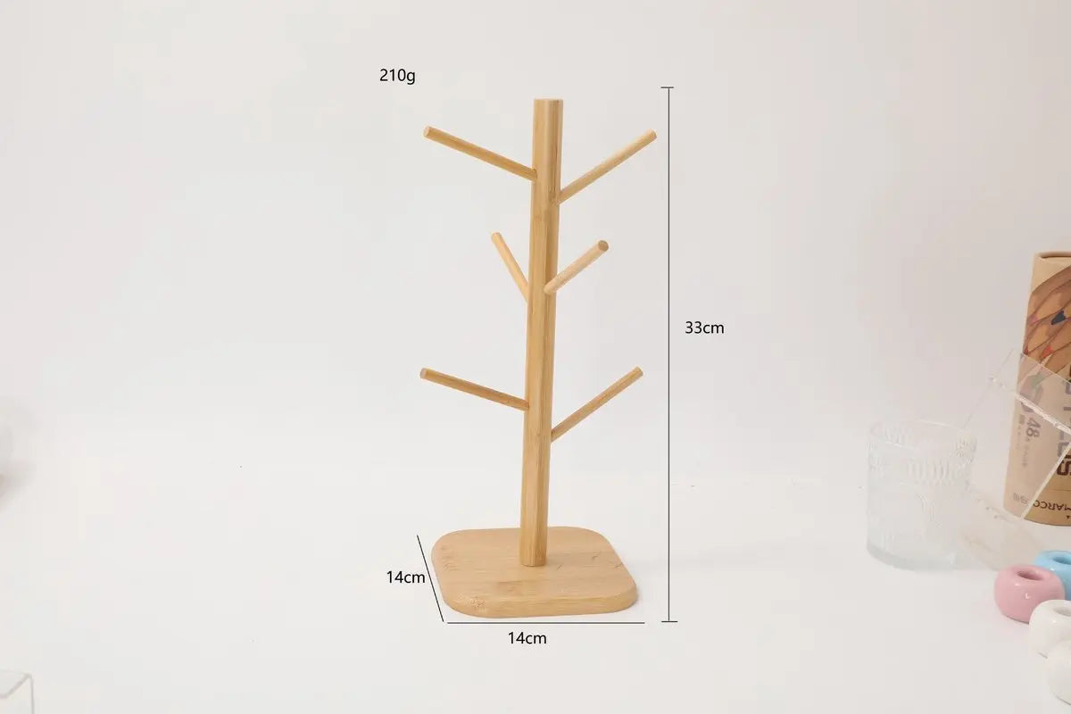 Bamboo Coffee Cup Tree - 6 Hooks - Space-saving - Stable - For Kitchen Table or Coffee Bar Wholesale Hub