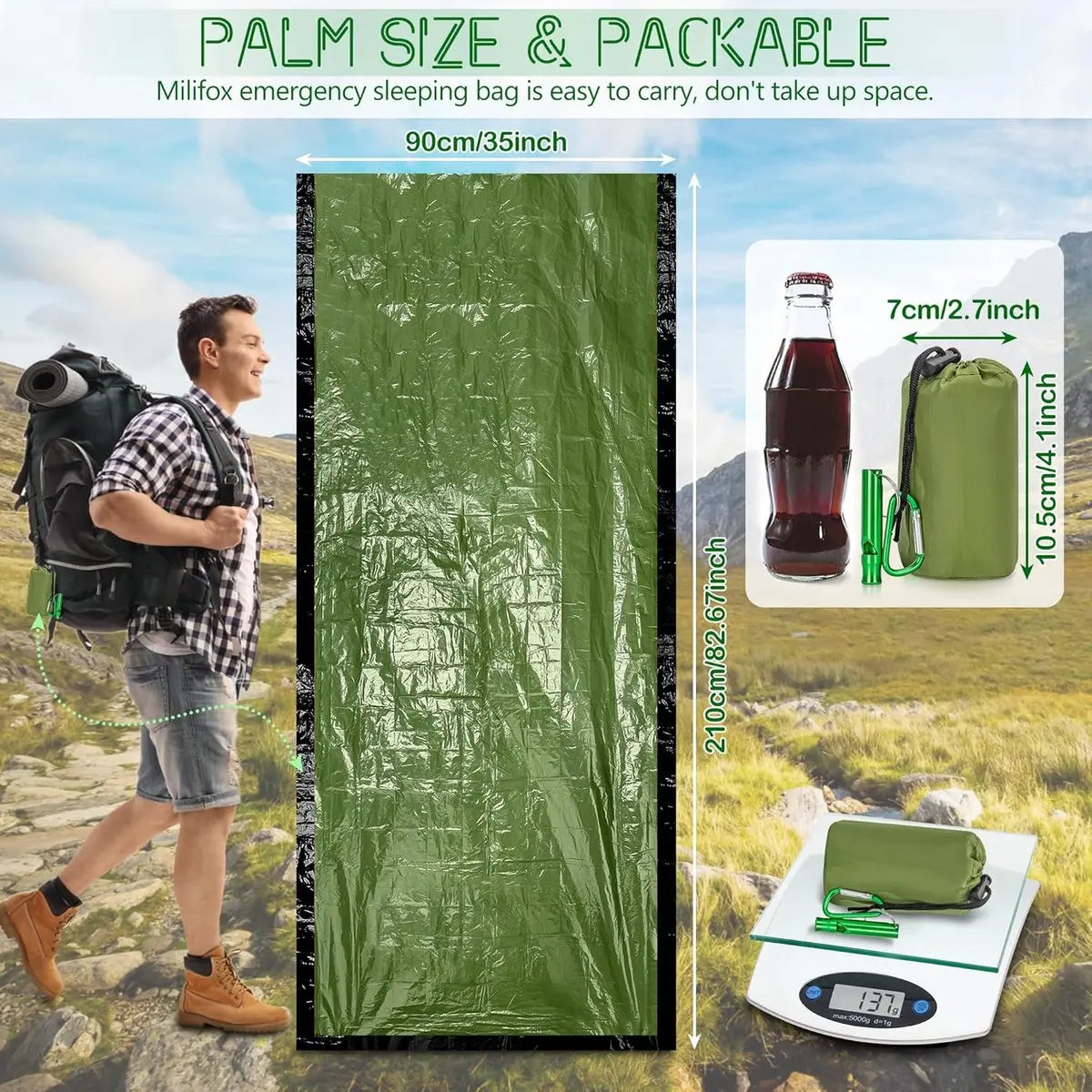Emergency Sleeping Bag - 2 Pieces - Emergency Blanket - Waterproof Survival Blanket - 210*90cm - PE - Rescue Blanket - Insulation Blanket - Survival Sleeping Bag - Emergency Sleeping Bag - Emergency Tent - Emergency Tent - Outdoors/Walking/Camping/Hiking Wholesale Hub