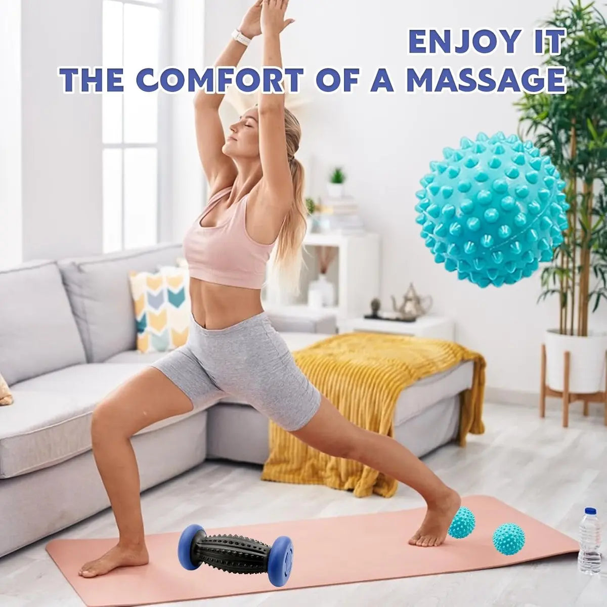 Foot Massage Roller - With 3 x Massage Balls - Foot Massage - Foot Reflexology - Plantar Fasciitis - Foot Roller - Massage Ball - Foot Massage - Massage Roller - Trigger Point Ball - Foot Massage Device - Foot Roller - Feet Massage Muscle Fascia Release B Wholesale Hub