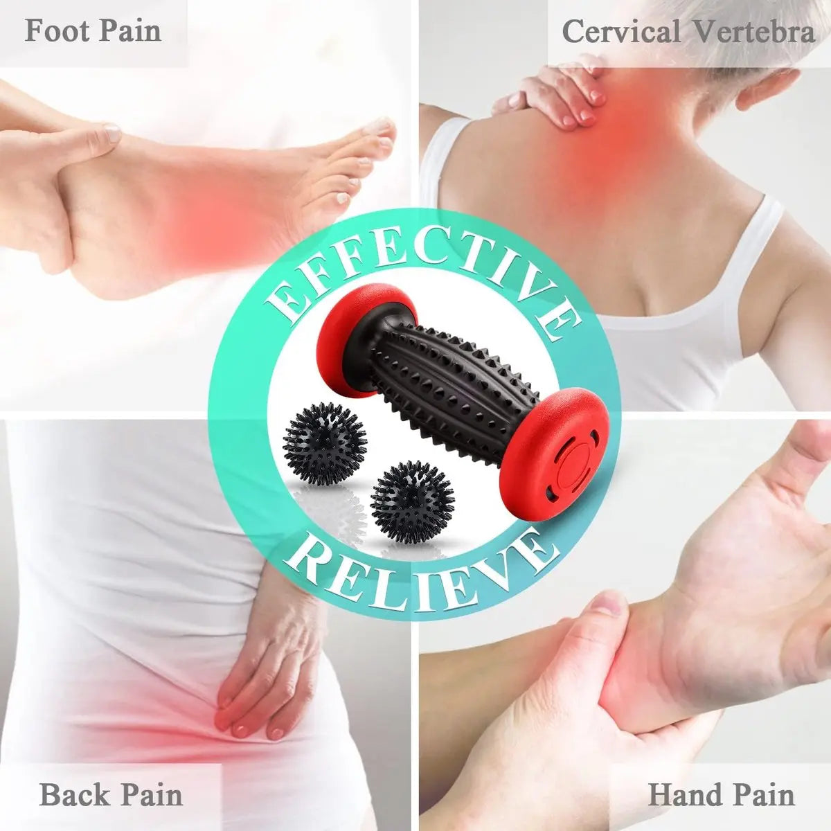 Foot Massage Roller - With 3 x Massage Balls - Foot Massage - Foot Reflexology - Plantar Fasciitis - Foot Roller - Massage Ball - Foot Massage - Massage Roller - Trigger Point Ball - Foot Massage Device - Foot Roller - Feet Massage Muscle Fascia Release B Wholesale Hub