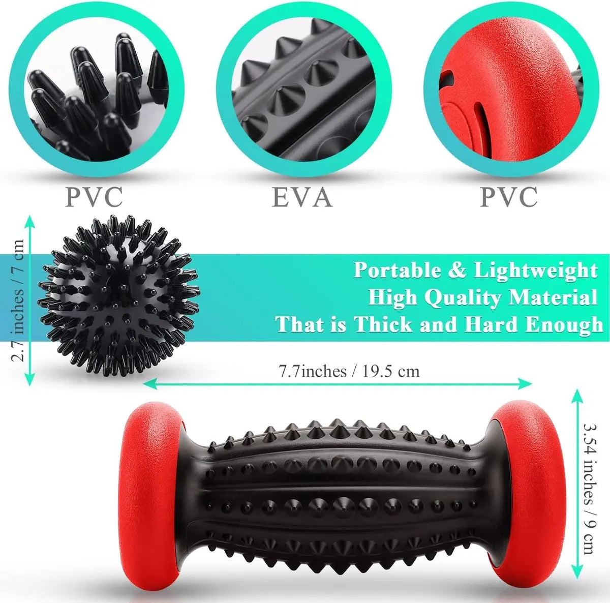 Foot Massage Roller - With 3 x Massage Balls - Foot Massage - Foot Reflexology - Plantar Fasciitis - Foot Roller - Massage Ball - Foot Massage - Massage Roller - Trigger Point Ball - Foot Massage Device - Foot Roller - Feet Massage Muscle Fascia Release B Wholesale Hub