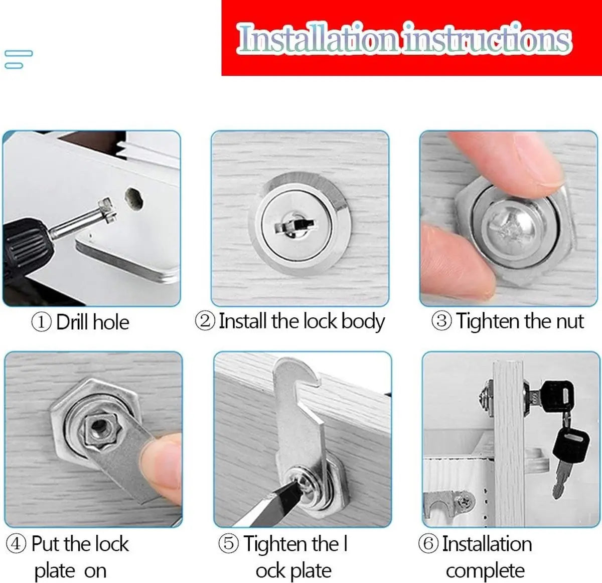 Tilt Lock - 10 Pieces - Locker Lock - Letterbox Lock - 16 mm - Includes 20 Keys - Furniture Lock - Drawer Lock - Small Lock with Keys - Sturdy Letterbox Lock - Protect Your Privacy - 10-Piece Value Set Wholesale Hub