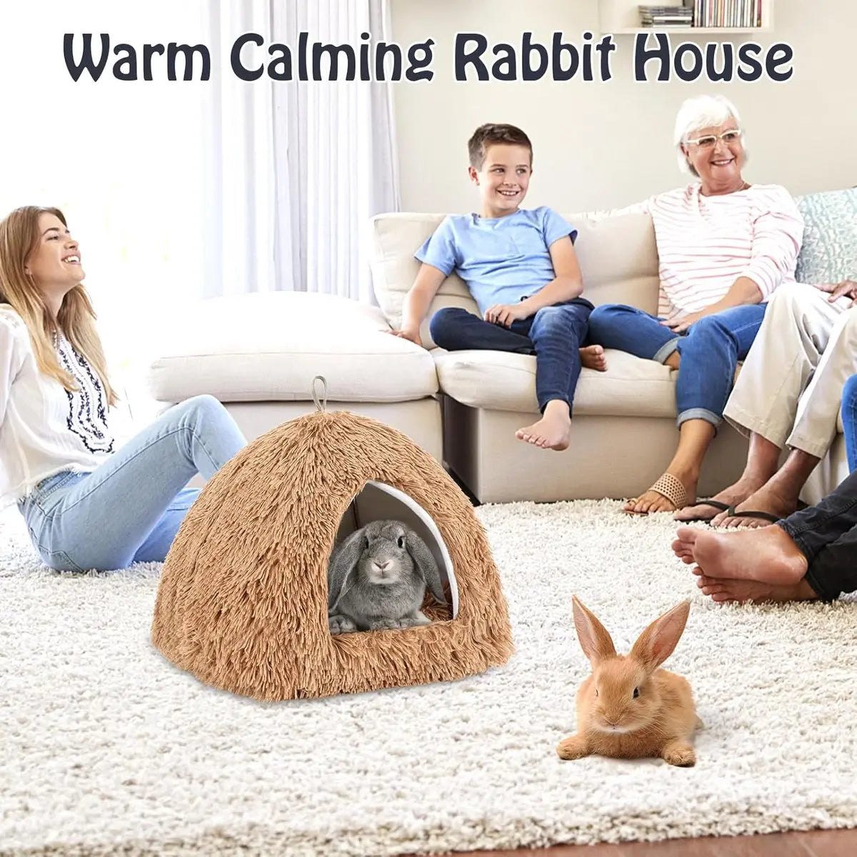 Cat Basket - Rabbit House - Cat House - Plush - Warmth - 40x40x37 CM - Rodent - Cat Bed - Kitten Basket - Animal House - Cat Cushion - Cat Den - Cat Houses - Cat Cave - Brown - Comfortable & Soft - For Rabbits, Cat, Guinea Pigs, Hamsters, Puppies Wholesale Hub