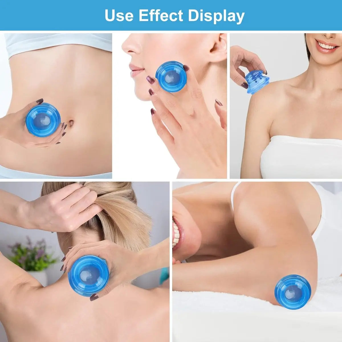 Cellulite cups - Cupping set of 4 pieces - Cupping cups - Full body - Cellulite Massage Device - Vacuum Silicone Cupping set - Cellulite Massage Cupping Cups - Anti-Cellulite - for Masseur and Home Use - Blue Wholesale Hub