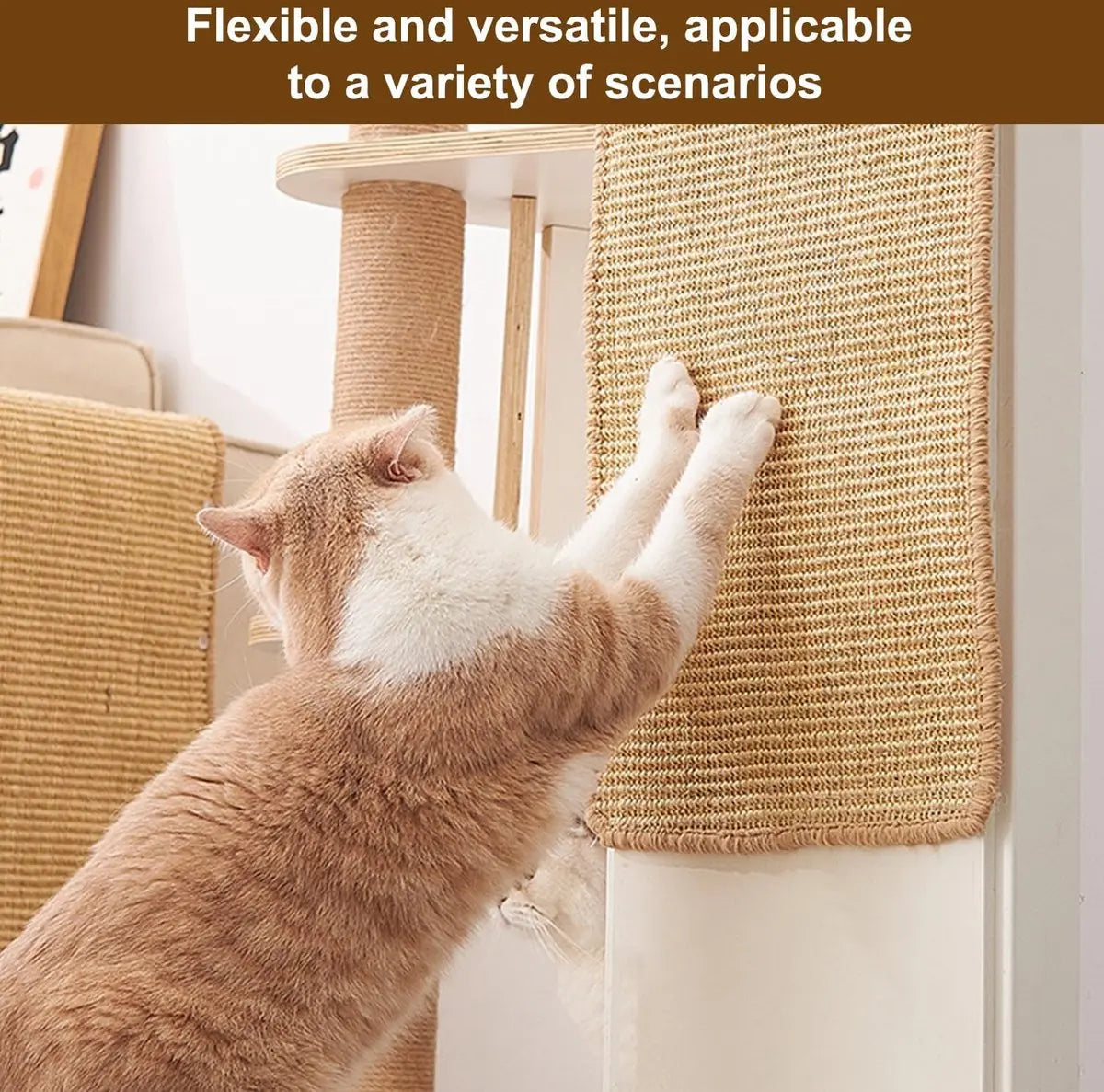 Sisal Cat Scratching Mat - Furniture Protection Against Scratching - Scratch Protection For Tables And Chairs - Easy To Apply - For Protecting Sofas, Carpets, Walls - For Sofa, Furniture And Door - 50x25 Cm - 1 Piece Wholesale Hub
