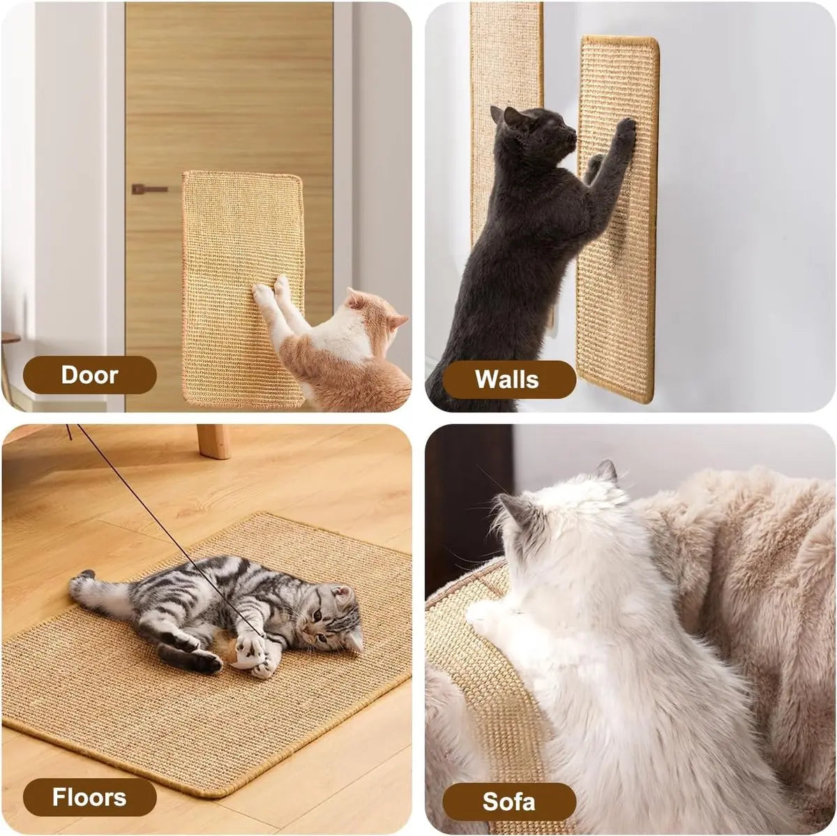 Sisal Cat Scratching Mat - Furniture Protection Against Scratching - Scratch Protection For Tables And Chairs - Easy To Apply - For Protecting Sofas, Carpets, Walls - For Sofa, Furniture And Door - 50x25 Cm - 1 Piece Wholesale Hub