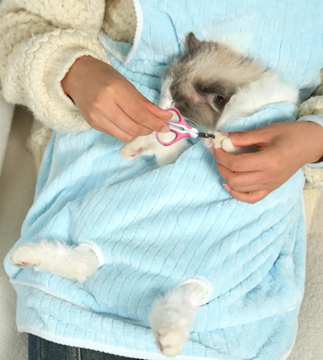 Cat Carrier Bag - Pocket Carrier Sling - Cat Carrying Apron - Carrier Bag for Cats - Portable Cat Bag for Holding Kittens - Pet Transport Apron with Holes - Adjustable Cat Carrier Bag - Blue - 1 Piece Wholesale Hub