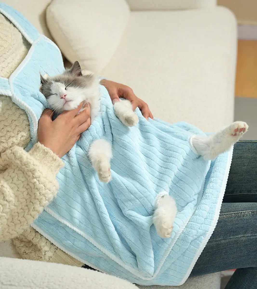 Cat Carrier Bag - Pocket Carrier Sling - Cat Carrying Apron - Carrier Bag for Cats - Portable Cat Bag for Holding Kittens - Pet Transport Apron with Holes - Adjustable Cat Carrier Bag - Blue - 1 Piece Wholesale Hub