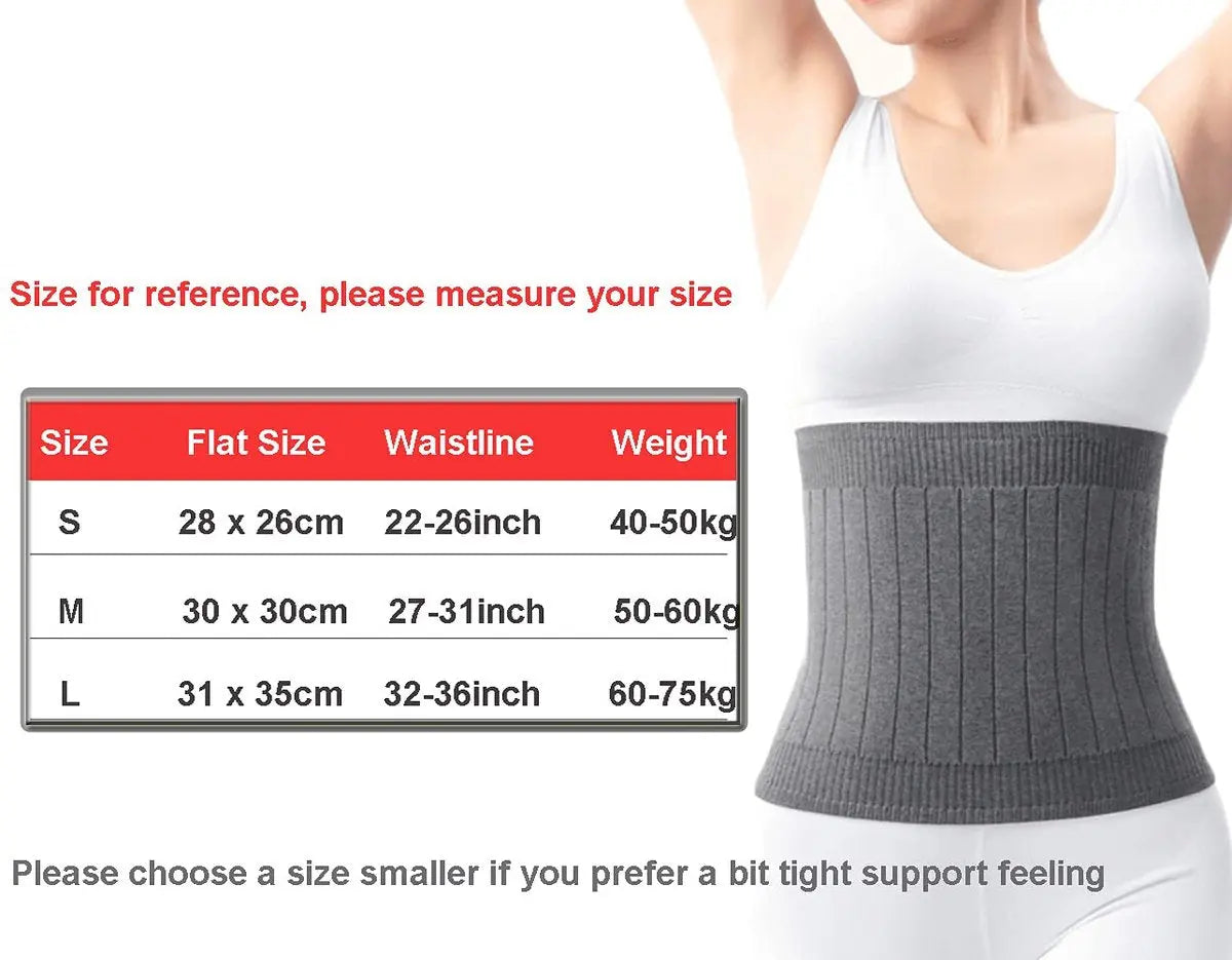 Cashmere heating belt - abdominal and back heating belt - knitted elastic belt - Bodywarmer made of very soft material - Prevents lower back pain - Stay warm in winter - Double-layer padding - Size L - Grey Wholesale Hub