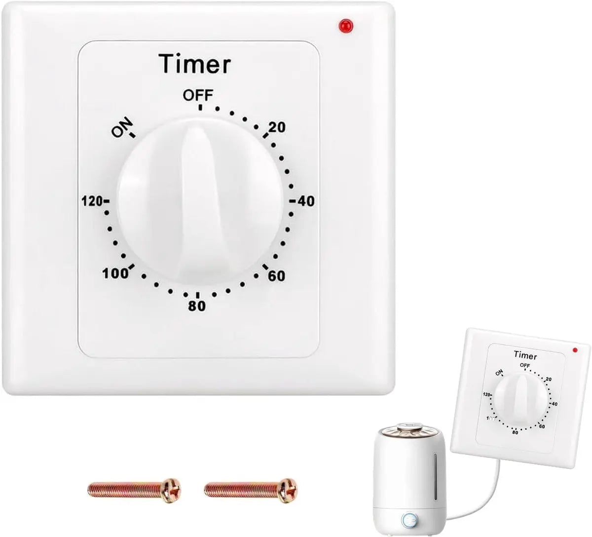 Countdown Switch - 120 minutes - Countdown timer switch - Mechanical countdown timer socket - time switch - timer light switch - with timer - timer socket - for bathroom extractor fan, garage, laundry room, storage room or spa - white Wholesale Hub