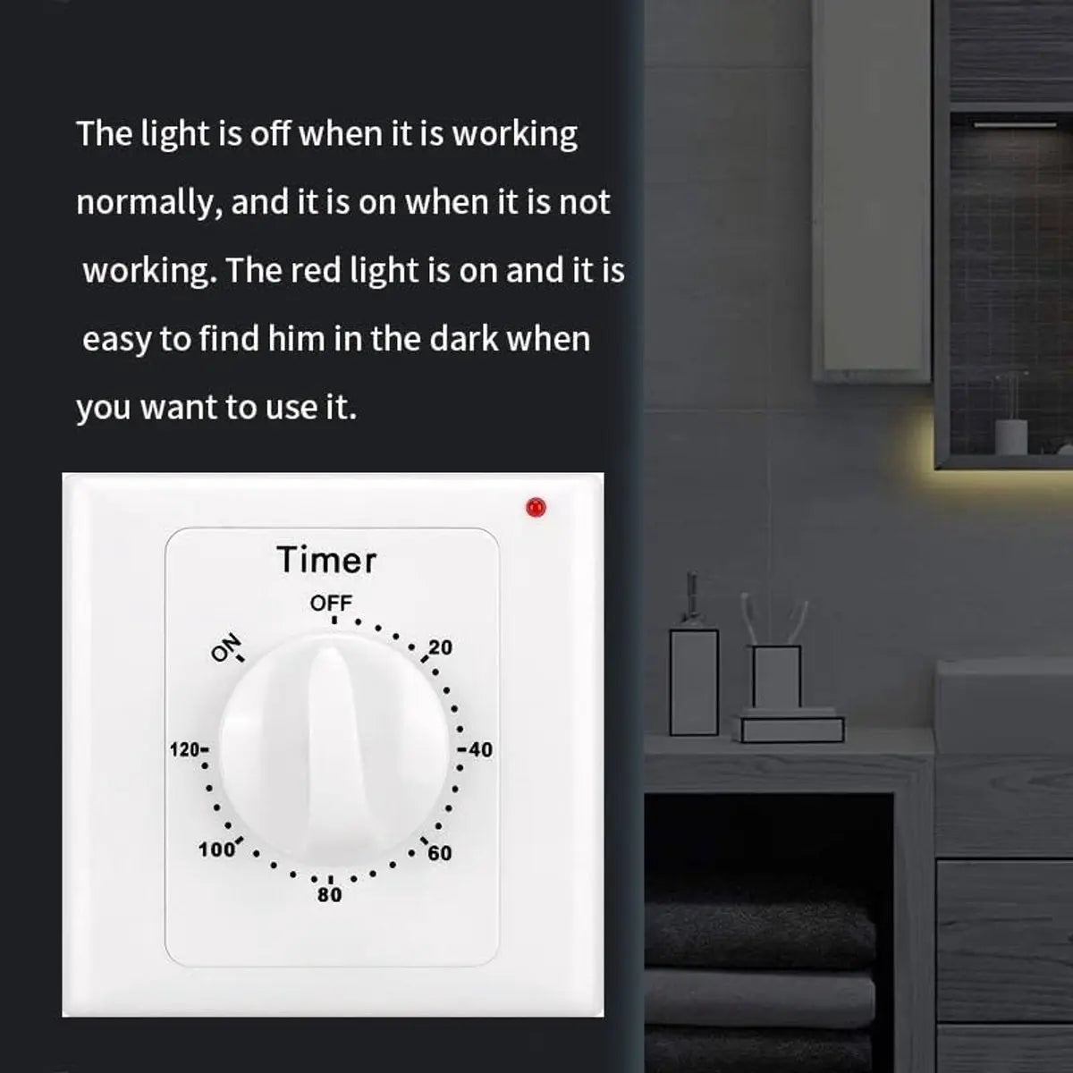 Countdown Switch - 120 minutes - Countdown timer switch - Mechanical countdown timer socket - time switch - timer light switch - with timer - timer socket - for bathroom extractor fan, garage, laundry room, storage room or spa - white Wholesale Hub
