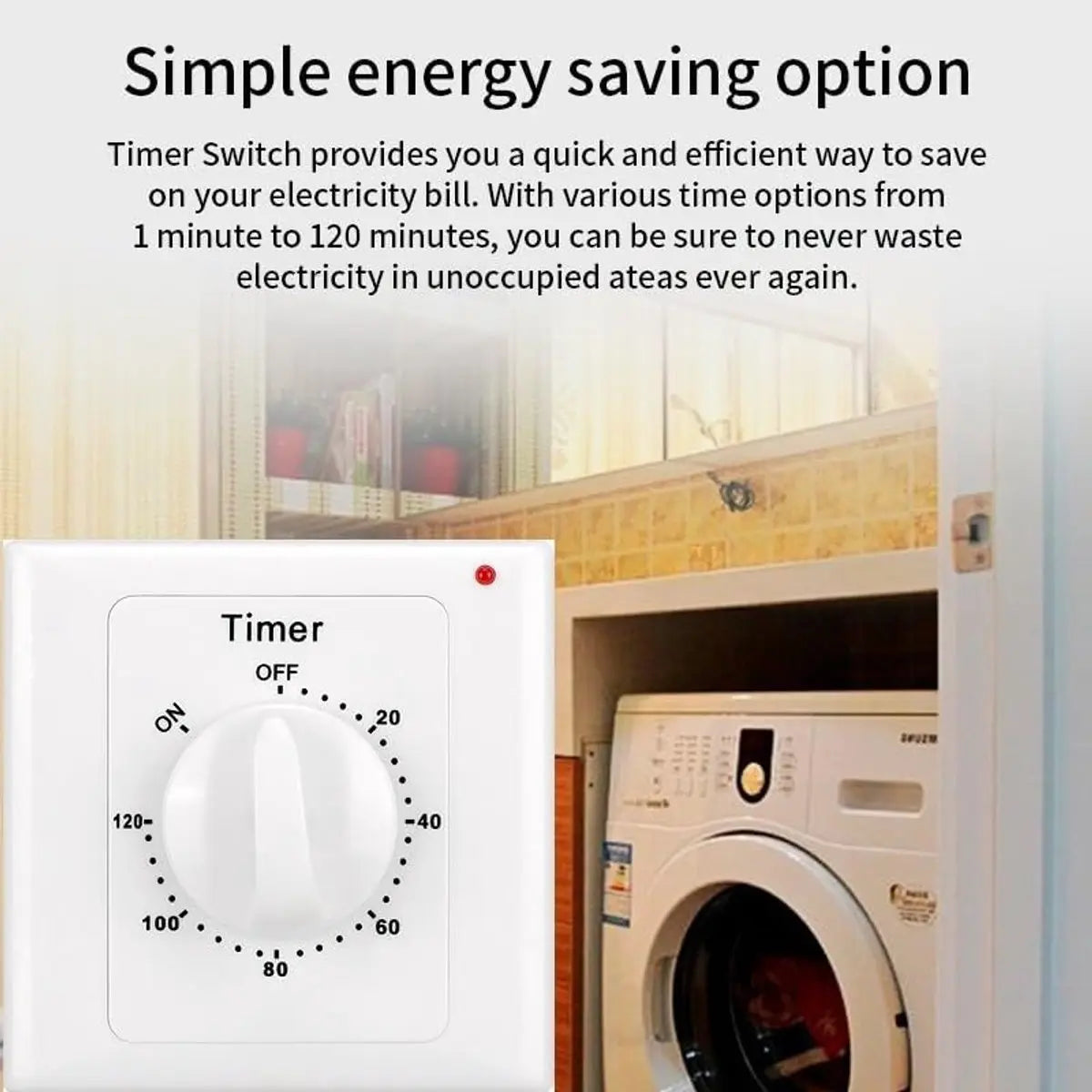 Countdown Switch - 120 minutes - Countdown timer switch - Mechanical countdown timer socket - time switch - timer light switch - with timer - timer socket - for bathroom extractor fan, garage, laundry room, storage room or spa - white Wholesale Hub