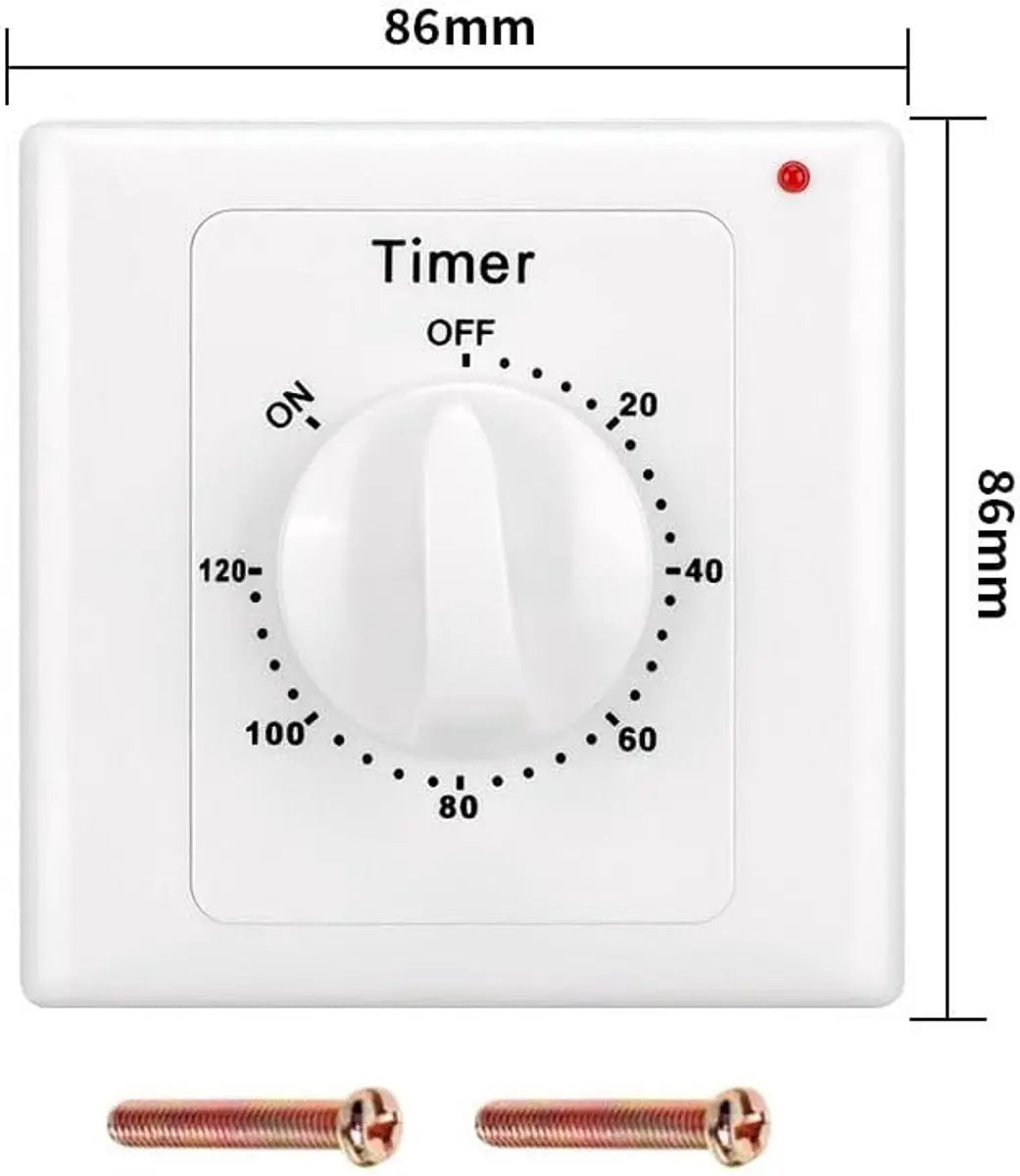 Countdown Switch - 120 minutes - Countdown timer switch - Mechanical countdown timer socket - time switch - timer light switch - with timer - timer socket - for bathroom extractor fan, garage, laundry room, storage room or spa - white Wholesale Hub