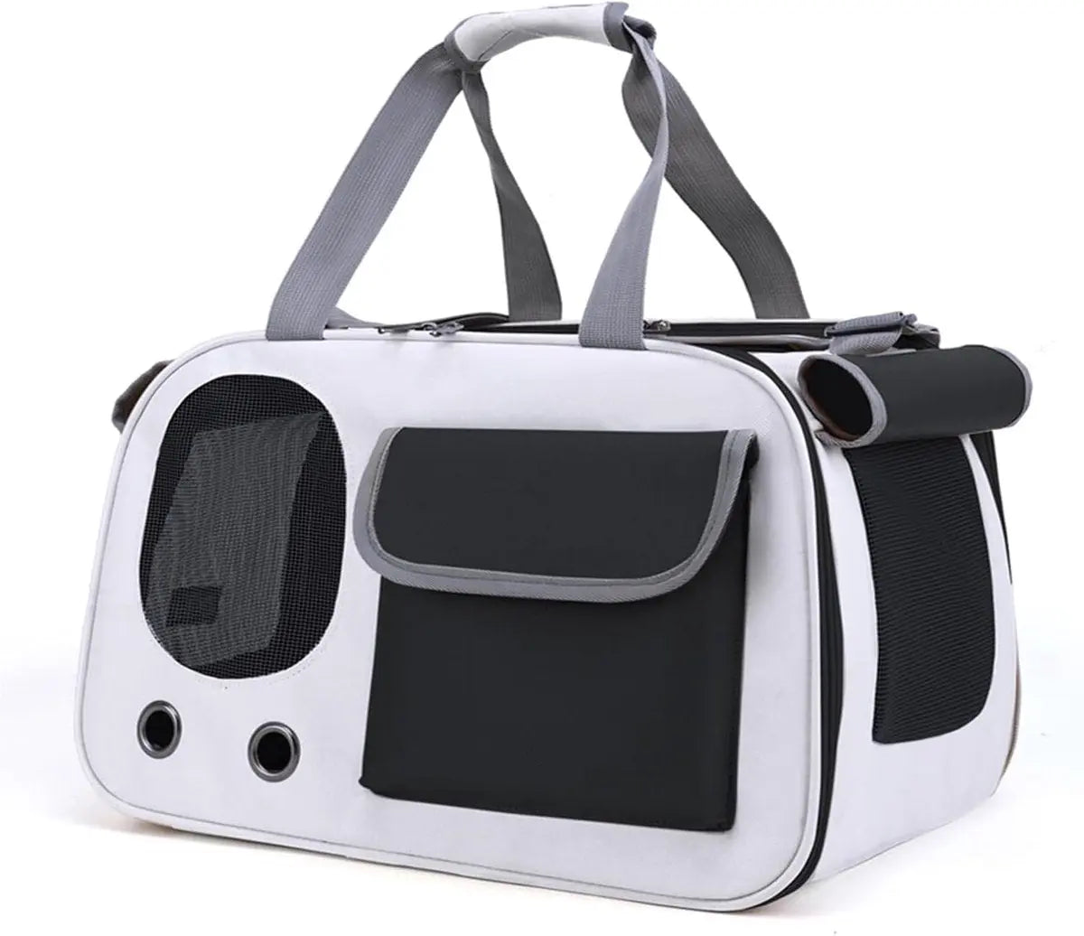Cat and Dog Transport Bag - Travel Basket - Foldable Cat Transport Box - Cat Bag - Pet Carrier Bag with breathable holes and pockets - for medium-sized cats, small dogs - Dog Bag - 45 x 28 x 26 cm - Black Wholesale Hub