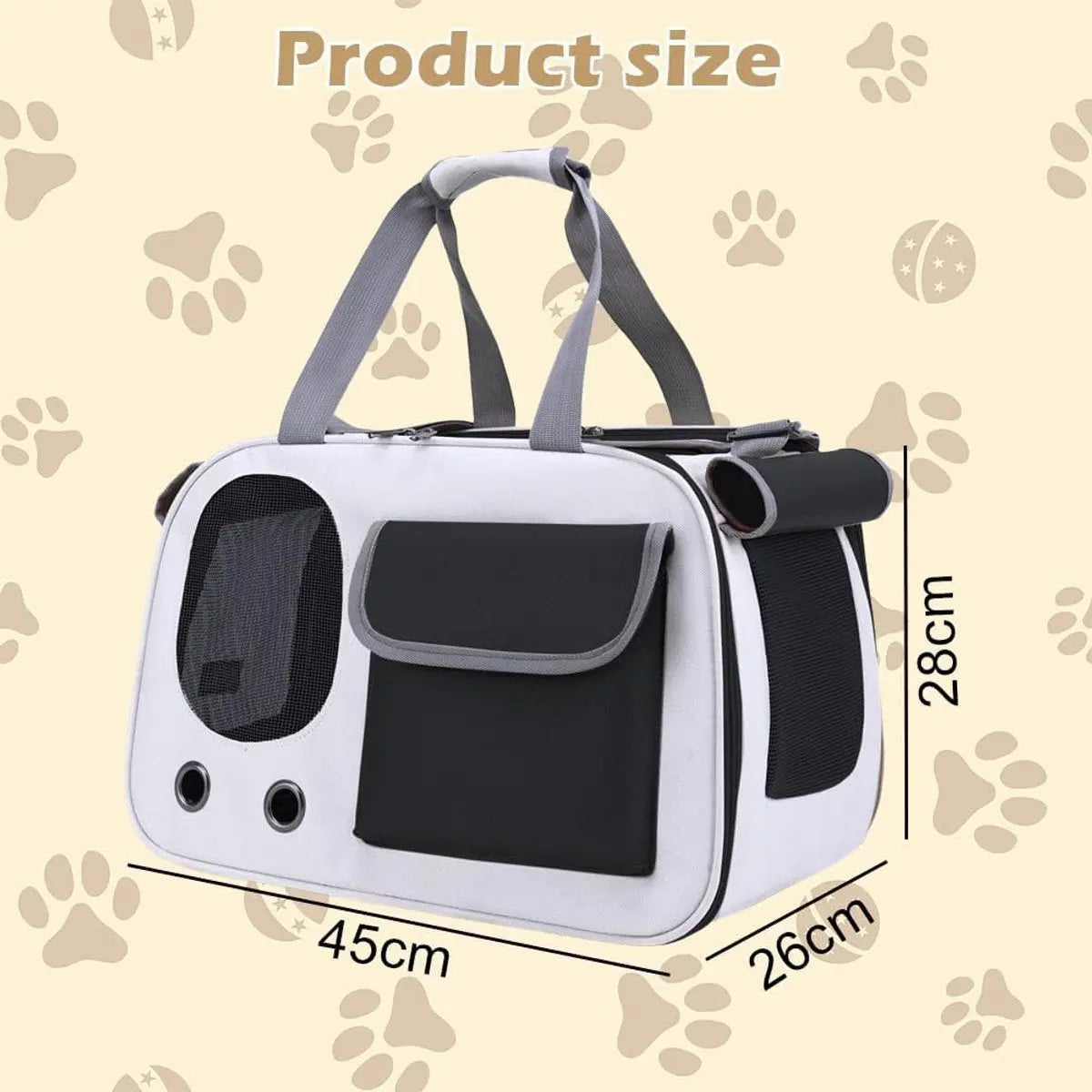 Cat and Dog Transport Bag - Travel Basket - Foldable Cat Transport Box - Cat Bag - Pet Carrier Bag with breathable holes and pockets - for medium-sized cats, small dogs - Dog Bag - 45 x 28 x 26 cm - Black Wholesale Hub