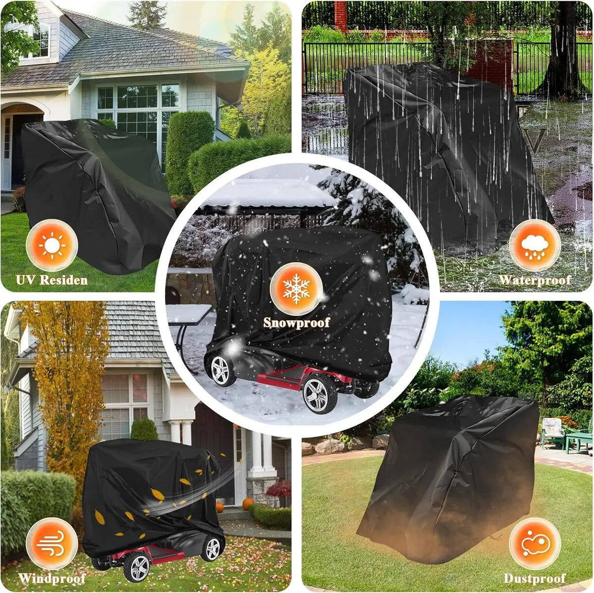 Mobility Scooter Protective Cover - Mobility Scooter Cover - Cover for mobility scooter - Mobility Scooter Cover - waterproof wheelchair cover for storage - Waterproof Cover - Rain Cover - Protective Cover - Waterproof - 55 "x 26" x 36 " - Black Wholesale Hub
