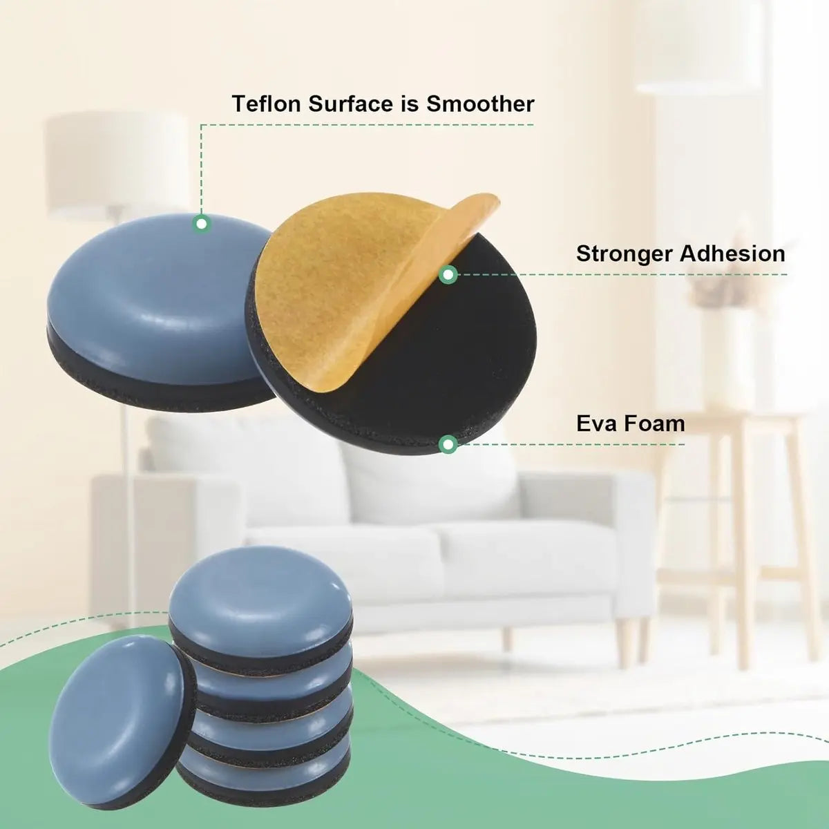 40 pieces - Furniture mats - Teflon furniture glides - Teflon furniture mats - Foot pads for table and chair - floor protectors - easy to move - for chairs, tables, sofas and beds - round - 20*20*5.5 mm Wholesale Hub
