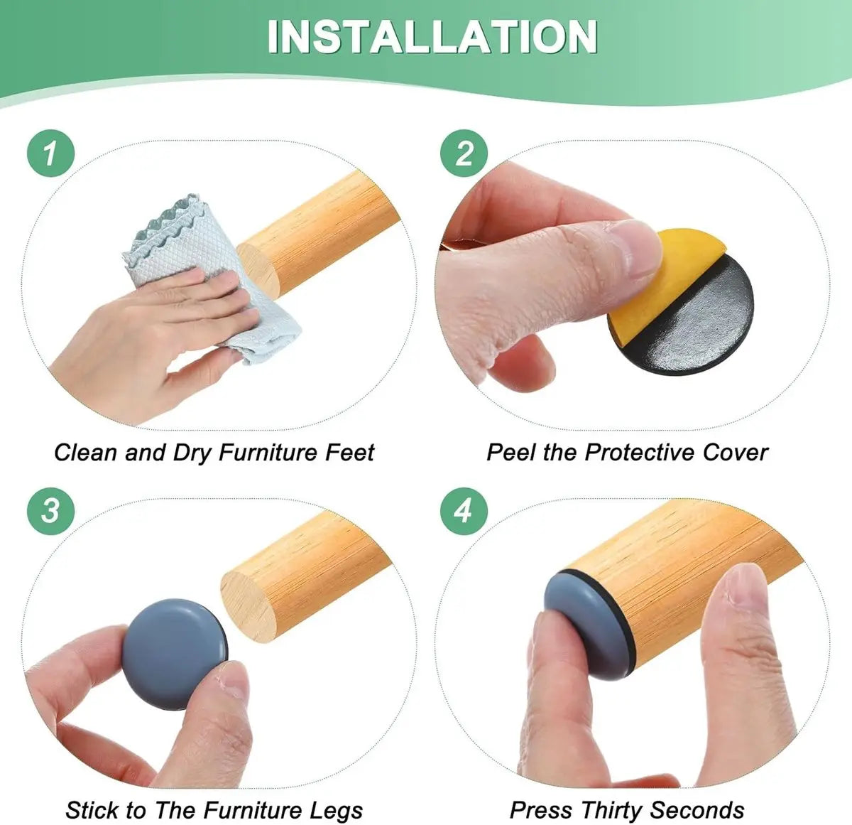 40 pieces - Furniture mats - Teflon furniture glides - Teflon furniture mats - Foot pads for table and chair - floor protectors - easy to move - for chairs, tables, sofas and beds - round - 20*20*5.5 mm Wholesale Hub