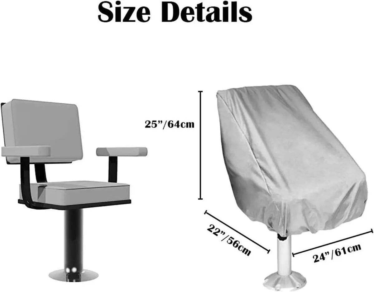 2-Piece Boat Seat Cover - 56 x 61 x 64 cm - made of Oxford fabric - UV protection - weather-resistant - waterproof - dustproof - Dust hood - with adjustable cord, suitable - for most seats - Silver Wholesale Hub