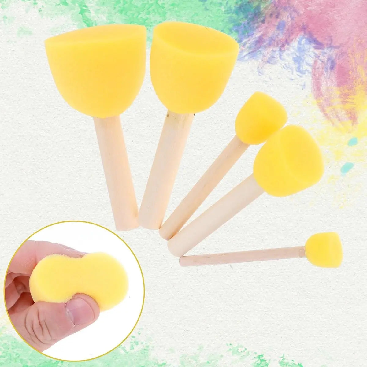 20 pieces - Sponge brushes - Brushes - Paint brushes - Children's Round Sponge Brushes - sponge paint brushes - graffiti painting tools - for children's art and DIY painting - 5 sizes - yellow Wholesale Hub
