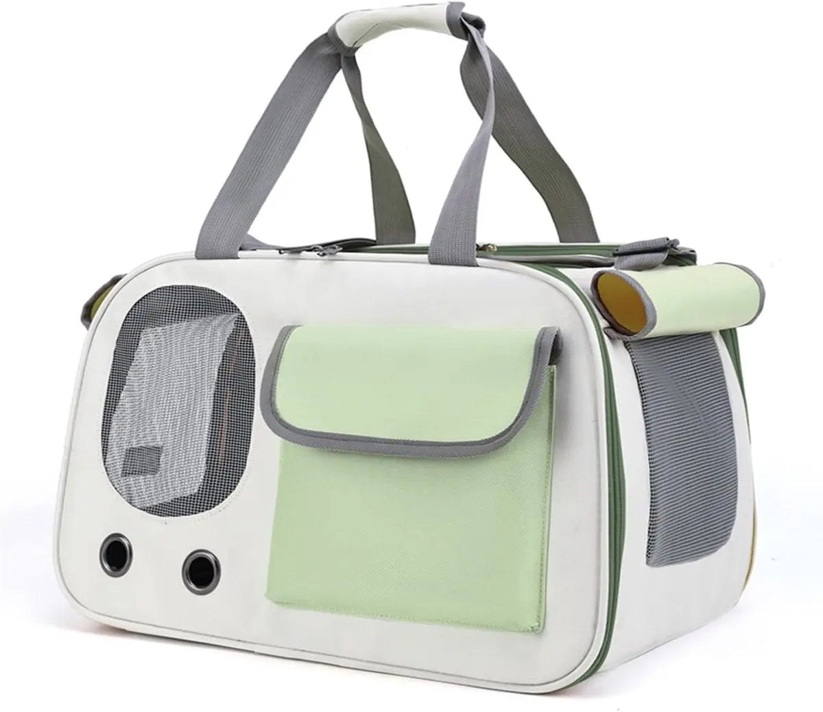 Cat and Dog Transport Bag - Travel Basket - Foldable Cat Transport Box - Cat Bag - Pet Carrier Bag with breathable holes and pockets - for medium-sized cats, small dogs - Dog Bag - 45 x 28 x 26 cm - Green Wholesale Hub