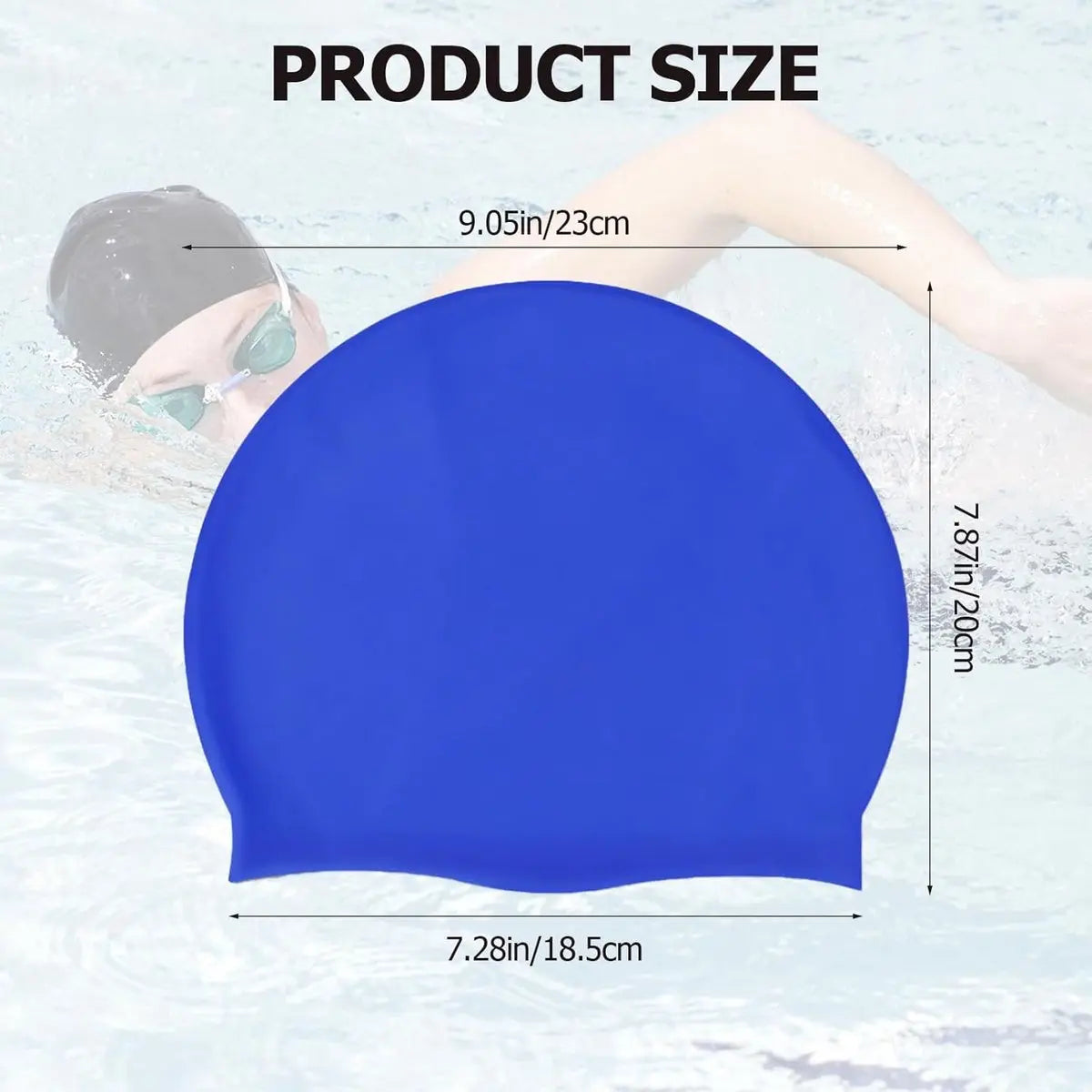 pieces - swimming cap - 23*20 cm - silicone swimming caps - hearing protection - waterproof swimming hat - keep dry for long and short hair - unisex swimming caps - for adults, children and juniors - black and blue Wholesale Hub