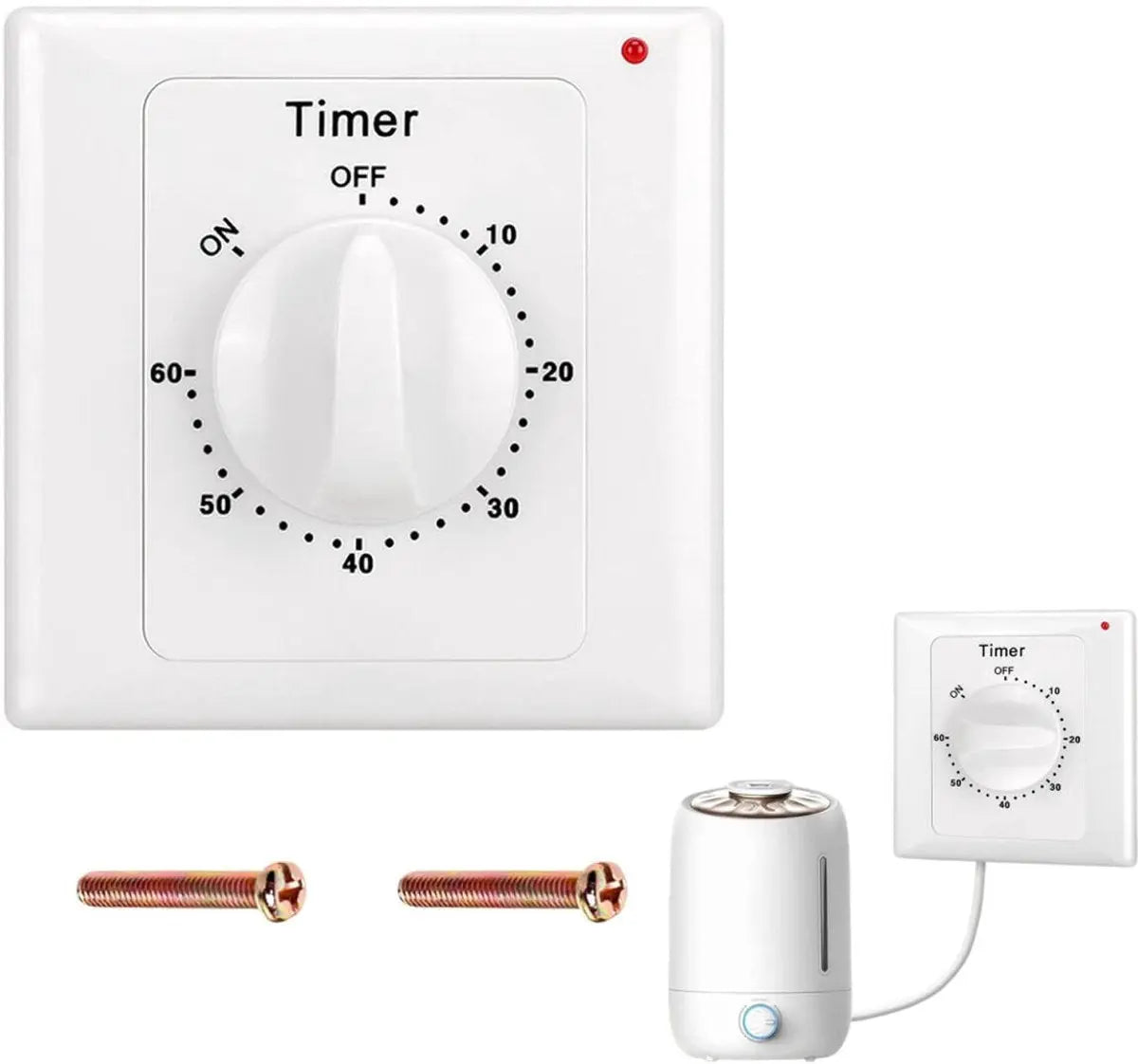 Countdown Switch - 60 minutes - Countdown timer switch - Mechanical countdown timer socket - time switch - timer light switch - with timer - timer socket - for bathroom extractor fan, garage, laundry room, storage room or spa - white Wholesale Hub