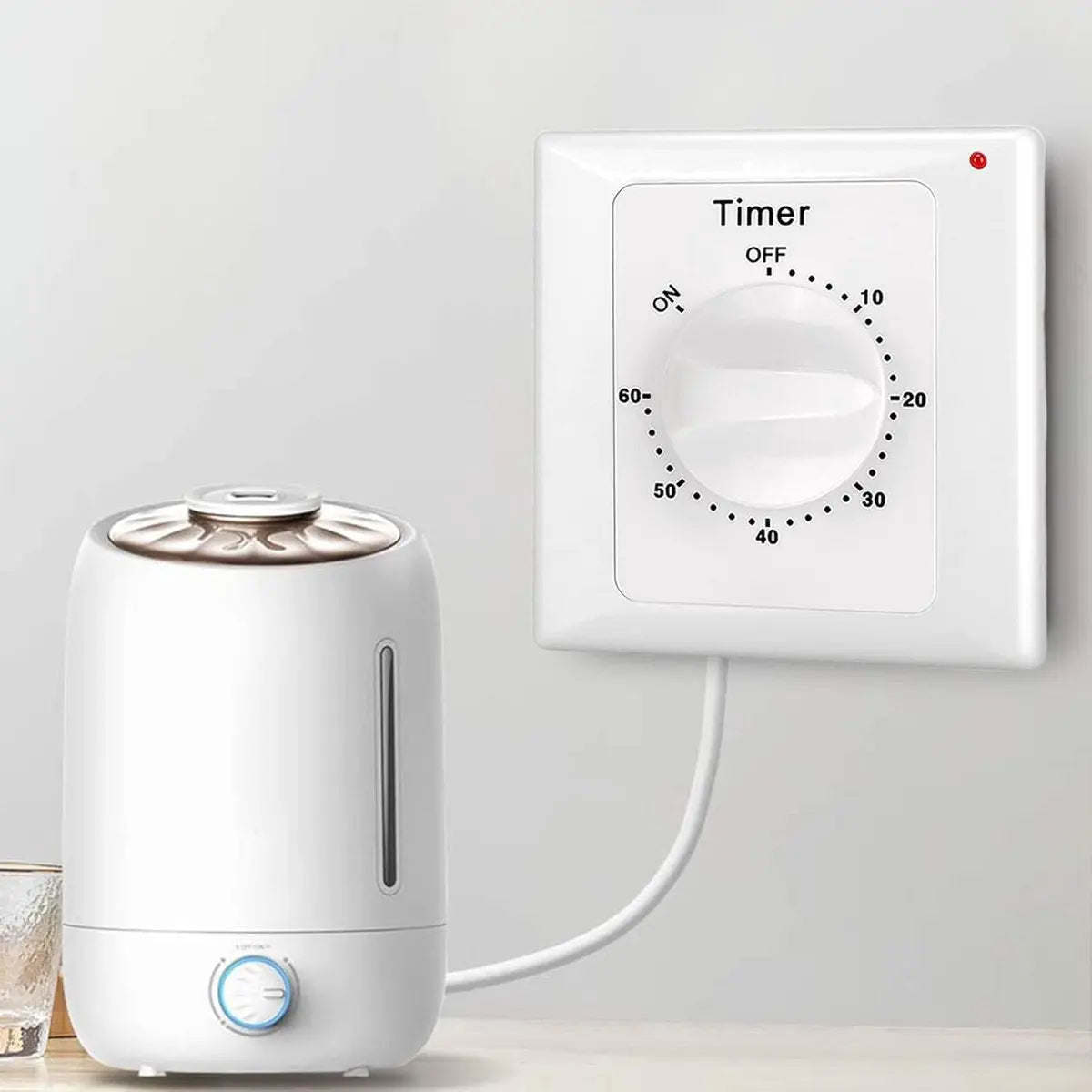 Countdown Switch - 60 minutes - Countdown timer switch - Mechanical countdown timer socket - time switch - timer light switch - with timer - timer socket - for bathroom extractor fan, garage, laundry room, storage room or spa - white Wholesale Hub