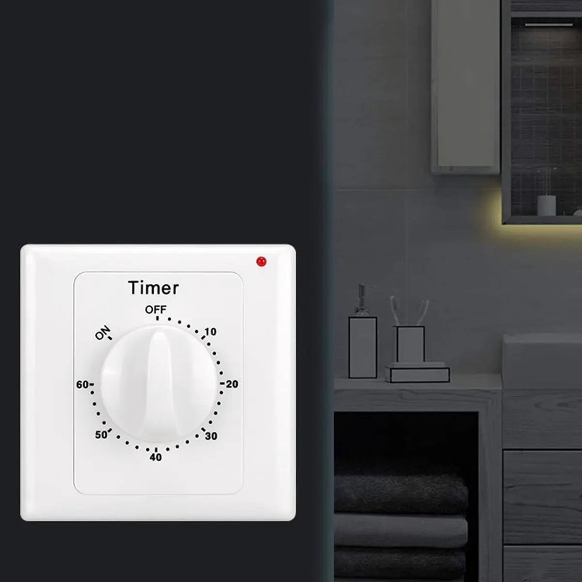 Countdown Switch - 60 minutes - Countdown timer switch - Mechanical countdown timer socket - time switch - timer light switch - with timer - timer socket - for bathroom extractor fan, garage, laundry room, storage room or spa - white Wholesale Hub