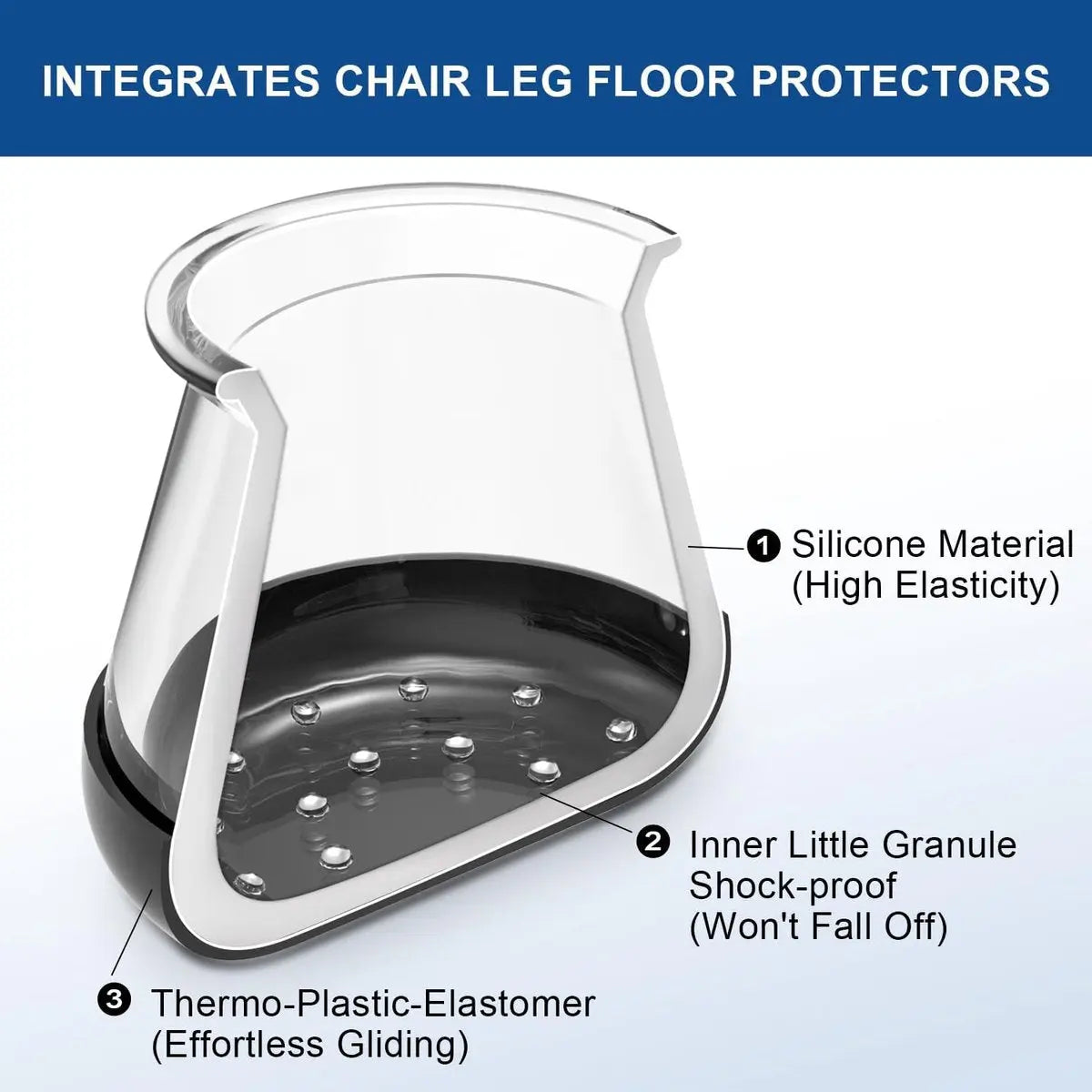 28 Pieces Chair Leg Protectors - Silicone Protective Caps - Chair Leg Protectors - Round Medium Silicone Chair Cushion - Anti-Scratch Felt - Furniture Cushions - Chair Leg Protectors - Carpet Chair Leg Cushions (fit: 20.1-30 mm) - Floor Protection - Black Wholesale Hub