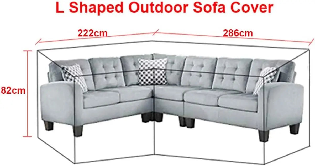 L-shaped garden bench cover - Garden furniture cover - L-shaped garden furniture protective cover with drawstrings at the bottom - Protective cover for L-shaped lounge set - Weatherproof - 210D L-shaped garden furniture tarpaulin - Black - 286 × 222 × 82c Wholesale Hub