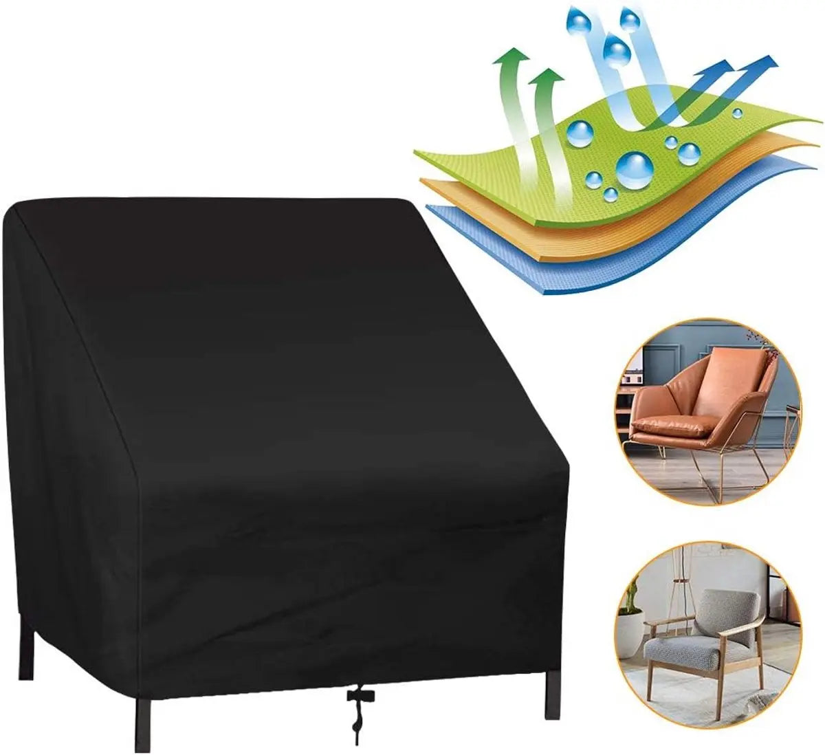 Sofa Protective Cover - Waterproof Chair Cover - Outdoor Patio Furniture Covers - Garden Chair Cover - Waterproof Swing & Lounge Chairs - Protective Cover - Snow Protection Cover - Waterproof - 210D Oxford Cloth - Black - 37.8"W x 30.7"D x 28.74"H Wholesale Hub