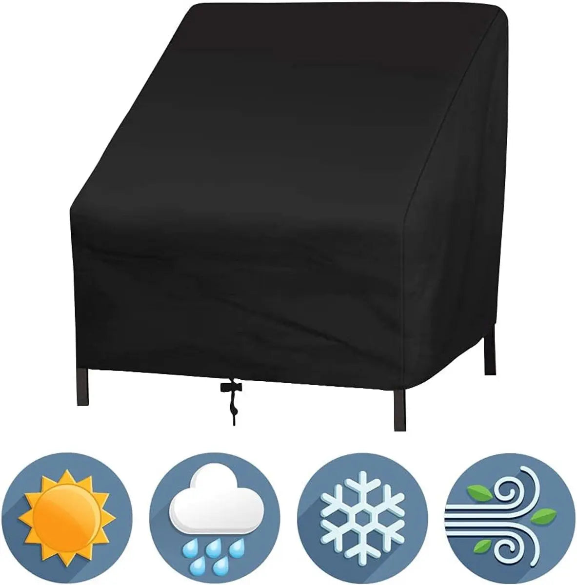 Sofa Protective Cover - Waterproof Chair Cover - Outdoor Patio Furniture Covers - Garden Chair Cover - Waterproof Swing & Lounge Chairs - Protective Cover - Snow Protection Cover - Waterproof - 210D Oxford Cloth - Black - 37.8"W x 30.7"D x 28.74"H Wholesale Hub