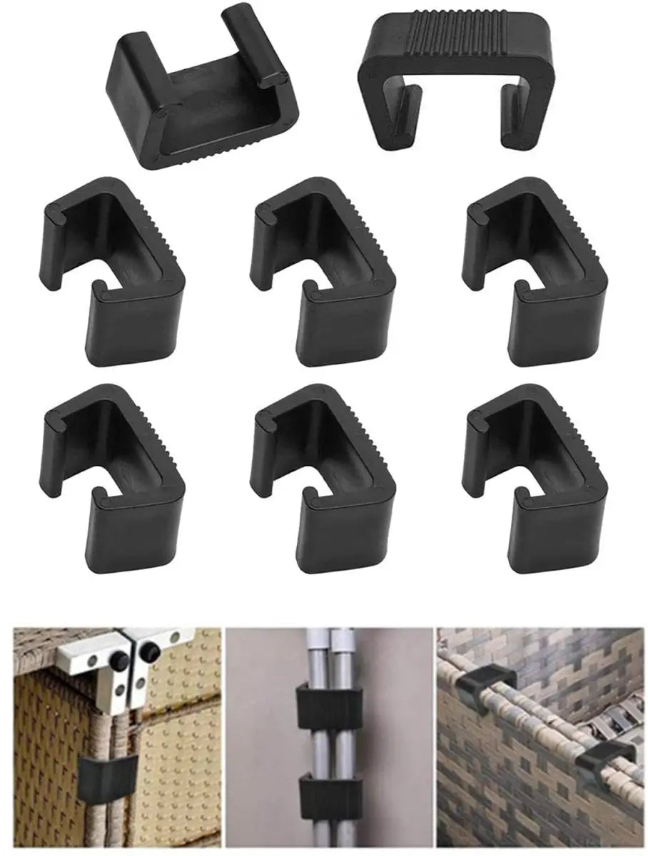 8 pieces - Furniture clamps - 6.5*3.8*4.2cm - garden furniture clips - Rattan garden furniture clips - plastic furniture clips - clips - for garden furniture, benches, patios, furniture, rattan chairs, garden bench, living room furniture - black Wholesale Hub