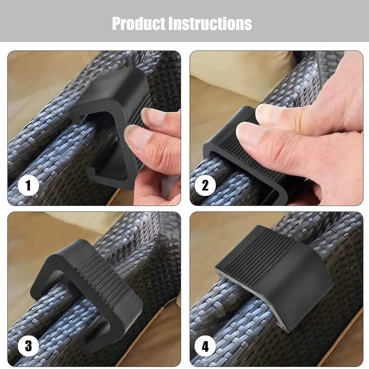 8 pieces - Furniture clamps - 6.5*3.8*4.2cm - garden furniture clips - Rattan garden furniture clips - plastic furniture clips - clips - for garden furniture, benches, patios, furniture, rattan chairs, garden bench, living room furniture - black Wholesale Hub