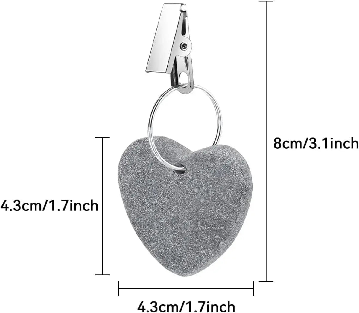 8-pack - Heart-shaped grey tablecloth weights with metal clip - Tablecloth stand and hanger stone Wholesale Hub