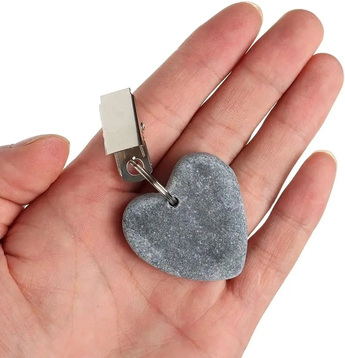 8-pack - Heart-shaped grey tablecloth weights with metal clip - Tablecloth stand and hanger stone Wholesale Hub