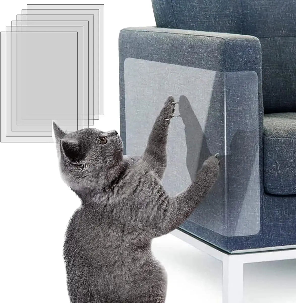 Anti-Scratch Sheets for Cat and Dog - 6 Piece Sticker Scratch Protectors - 45 x 30cm - Cat Scratch Protector - Anti Scratch - Cat Sofa Protector - Scratch Protectors for Furniture Sofa Table Door - Scratching Post - Transparent Wholesale Hub
